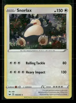 Snorlax 140/202 Cosmos Holo Rare Sword & Shield Pokemon Near Mint - Image 1
