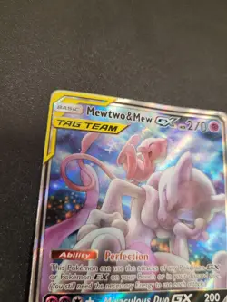 Pokemon Mewtwo and Mew GX SM191 Sun And Moon DMG (See Pictures For Condition) - Image 3