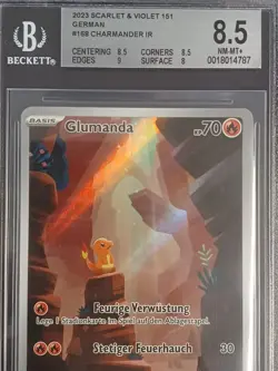 Glumanda Charmander 168/165 Deutsch Mint 151 Pokemon Beckett Graded 8,5 - Image 2