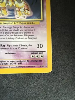 Pokemon TCG - Alakazam 1/102 - Holo Rare - Base Set Unlimited - WOTC 1999 - LP - Image 4