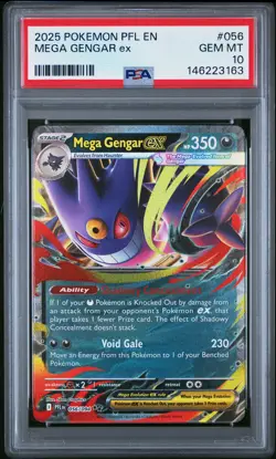 2025 POKEMON PFL EN-PHANTASMAL FLAMES #056 MEGA GENGAR EX PSA 10 - Image 1
