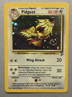 Pokemon TCG Pidgeot 14/130 Base Set 2 Holo 2000 - Image 1