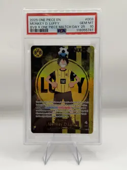 PSA 10 Monkey D Luffy ONE PIECE Matchday Promo ST13-003 BVB Borussia Dortmund - Image 3