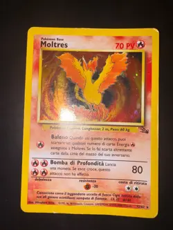 Moltres 12/62 Fossil Rara Holo Unlimited Wizards ITA Carte Vintage Pokemon Card - Image 2