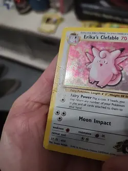 Pokemon TCG Erika's Clefable Gym Heroes Holo Rare Card 3/132 - Image 2