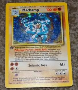 POKEMON MACHAMP 1st EDITION HOLOGRAPHIC CARD 8/102 BASE SET 1999 - Image 1