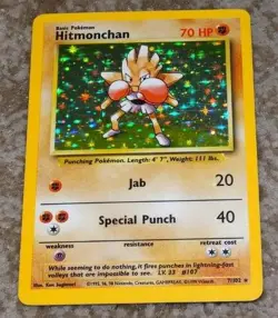 POKEMON HITMONCHAN HOLOGRAPHIC CARD 7/102 BASE SET 1999 - Image 1