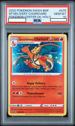 2022 POKEMON SWSH POKEMON CENTER UK #075 SPECIAL DELIVERY CHARIZARD-HOLO PSA 10 - Image 1