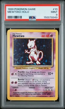1999 Pokemon Base Set Mewtwo Holo #10 PSA 9 - Image 1