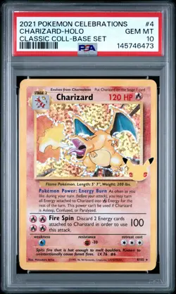 2021 POKEMON CELEBRATIONS CLASSIC COLLECTION #4 CHARIZARD-HOLO PSA 10 - Image 1
