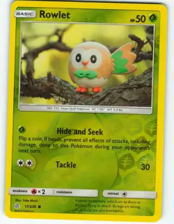 Rowlet - Reverse Holo - 17/236 Cosmic Eclipse - Pokemon TCG - 2019 - Image 1