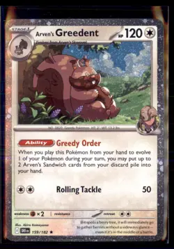Pokemon Arven's Greedent 159/182 Destined Rivals Cosmo Holo Promo - Image 1