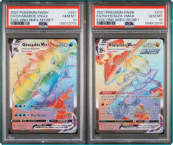 SEQUENTIAL PSA 10 GYARADOS 207 RAYQUAZA VMAX 217 EVOLVING SKIES RAINBOW POKEMON - Image 1