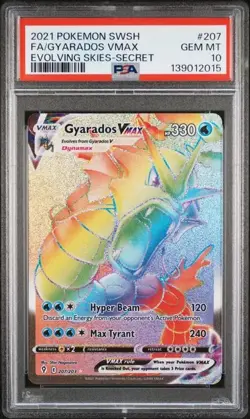 SEQUENTIAL PSA 10 GYARADOS 207 RAYQUAZA VMAX 217 EVOLVING SKIES RAINBOW POKEMON - Image 2