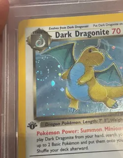 PSA 9 Dark Dragonite Holo 1st Edition 2000 Rocket 5/82 Rare Pokemon TCG *Swirl* - Image 3