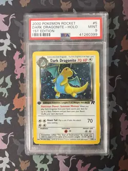 PSA 9 Dark Dragonite Holo 1st Edition 2000 Rocket 5/82 Rare Pokemon TCG *Swirl* - Image 5