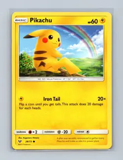 Pikachu 28/73 Common Shining Legends Pokemon Lightly Played - Image 1