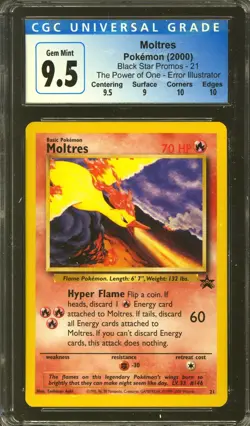 Pokemon Black Star Promo Moltres 21 CGC 9.5 subs Gray 10 GEM MINT *286 - Image 1