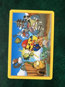 Mario Pikachu 2016 Pokemon Center Playing Card 9 of clubs MINT - Image 1