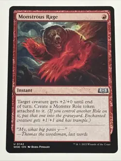 MTG Wilds of Eldraine Monstrous Rage 0142 NM - Image 1