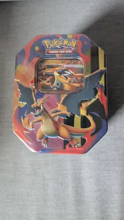 Pokemon Mega Charizard Tin Trading Card Game Multicolor Metal Collectible - Image 1