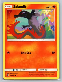 Salandit 33/236 Unified Minds Pokemon TCG Fire Basic Toxic Lizard Live Coal Card - Image 1
