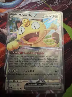 Pokemon Meowth EX Holo 170 HP Card POR 062/088 Basic English - Image 1