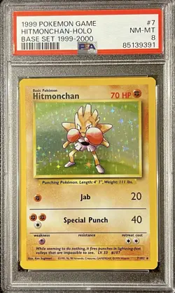 Pokemon PSA 8 Hitmonchan 007/102 Base Set Holo - Image 1