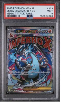 2025 Pokemon Japanese M2a card 223/193 Mega Charizard Attack Rare Graded PSA 9 - Image 1