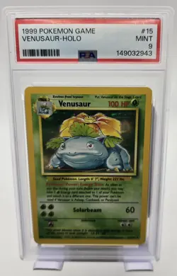 PSA 9 MINT Venusaur Holo Base Set 15/102 Pokemon Card TCG - Image 1