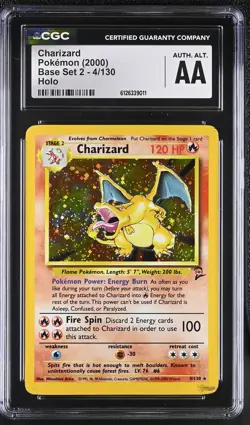 CGC Altered Charizard 4/130 Holo Base Set 2 Pokemon Card - Image 1