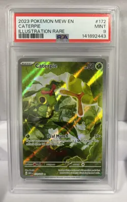PSA 9 MINT 2023 Pokemon Mew EN-151 CATERPIE #172 Illustration Rare - Image 1