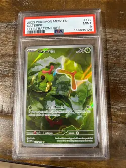 Pokemon 2024 MEW En 151 Illustration Rare CATERPIE #172 PSA 9 Mint RARE 3 - Image 1