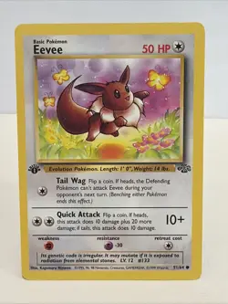 Eevee - 1st Edition - 51/64 Jungle Set - Pokemon TCG - 1999 LP - Image 1