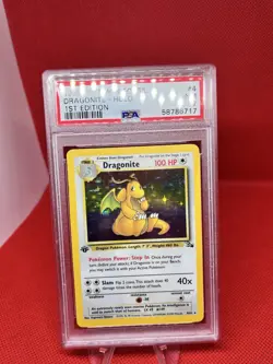 Pokemon TCG Dragonite Fossil 1st Edition Holo Rare PSA 7 4/62 - Image 1