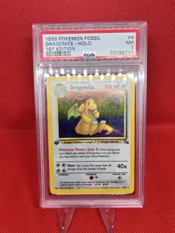 Pokemon TCG Dragonite Fossil 1st Edition Holo Rare PSA 7 4/62 - Image 2
