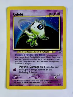 Celebi 2002 Pokemon Neo Revelation Unlimited #3/64 * Damaged - Image 1