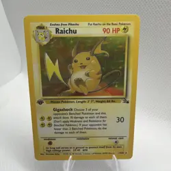 1999 Pokemon Fossil 1st Edition Raichu Holo 14/62 *Damaged* - Image 1