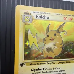 1999 Pokemon Fossil 1st Edition Raichu Holo 14/62 *Damaged* - Image 2