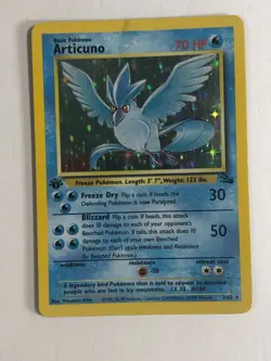 Pokemon TCG 1st Edition Fossil Set Holographic Articuno 2/62 Moderately Played - Image 1