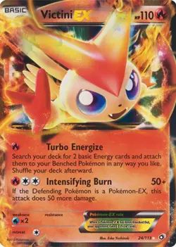 Damaged Victini-EX - 24/113 - Rare Holo EX Pokemon Legendary Treasures - Image 1