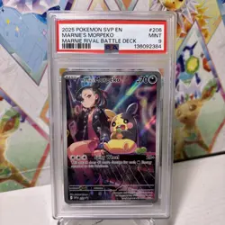 2025 POKEMON SVP EN-SV BLACK STAR PROMO 206 MARNIE'S MORPEKO PSA 9 MT - Image 1