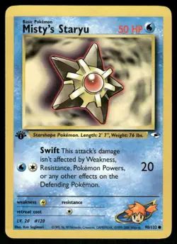 Pokemon Cards Misty's Staryu 90/132 1ST EDITION Gym Heroes WOTC Common NM - Image 1