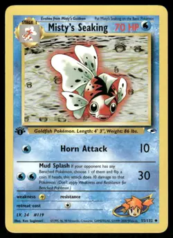 Pokemon Cards Misty's Seaking 55/132 1ST EDITION Gym Heroes WOTC Uncommon NM - Image 1