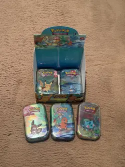 Pokemon TCG Kanto Friends Mini Tins Full Set of 5 and display box - New Sealed - Image 1