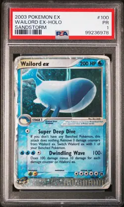 PSA 1 Wailord EX 100/100 Sandstorm Holo Pokemon Slab - Image 1