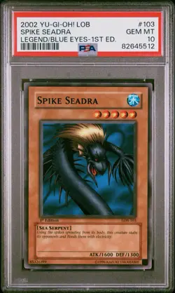 2002 Yu-Gi-Oh! Spike Seadra LOB 1st Edition Common PSA 10 - Image 1