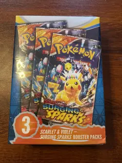 Pokemon -Scarlet & Violet Surging Sparks Hanger Box - 3 Booster Packs New Sealed - Image 1