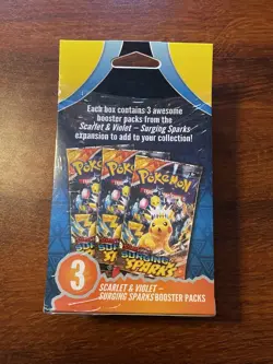 Pokemon -Scarlet & Violet Surging Sparks Hanger Box - 3 Booster Packs New Sealed - Image 5