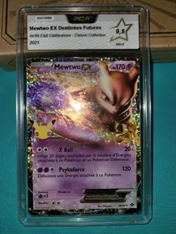 Cartes Pokemon Mewtwo EX 54/99 + Mew Ex 88/92 Celebrations 25 ans PCA 9.5 FR - Image 3